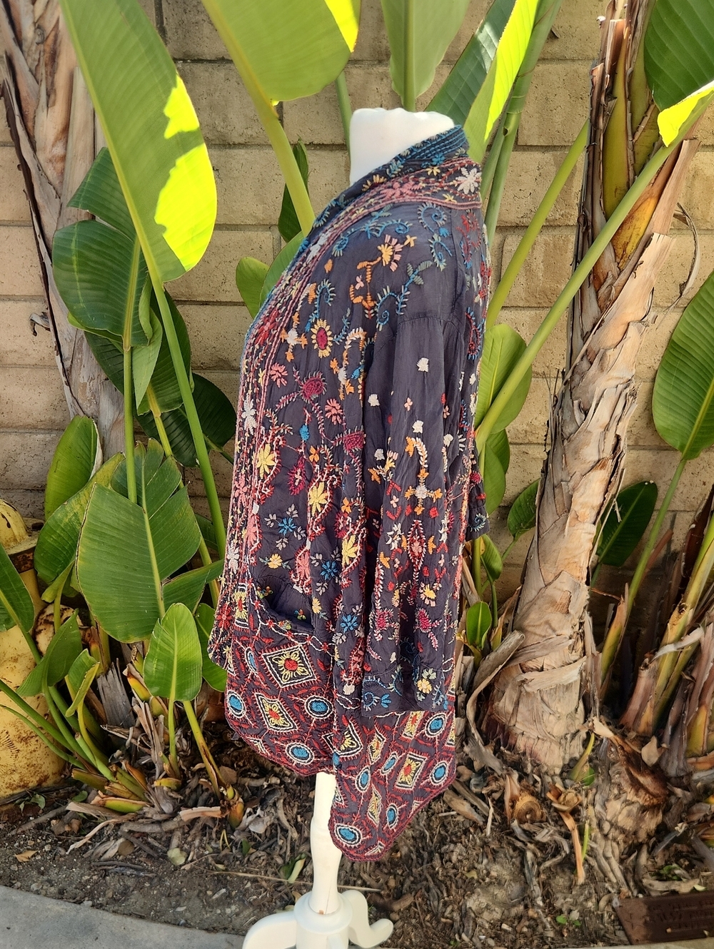 Johnny Was Embordiered Kimono Jacket Navy Blue Small - Picture 3 of 9